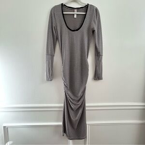 Free People Beach Striped Long Sleeve Bodycon Dress in Black and White sz Small